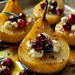Baked Pears with Goat Cheese, Honey, and Cranberries