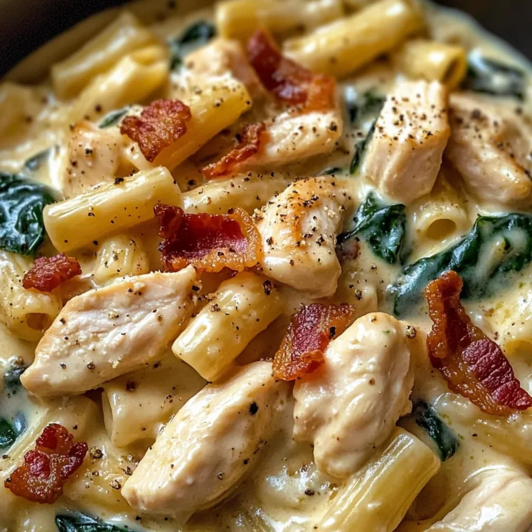 Creamy Chicken Pasta with Spinach and Bacon
