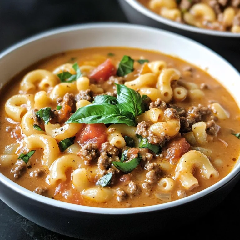 Creamy Ground Beef and Macaroni Tomato Soup