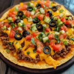 Crispy Mexican Pizza with Seasoned Beef and Refried Beans Recipe