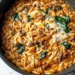 Hearty Ground Beef Orzo with Tomato Cream Sauce