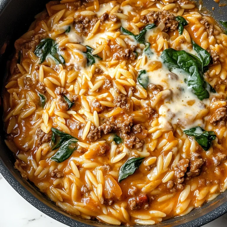 Hearty Ground Beef Orzo with Tomato Cream Sauce