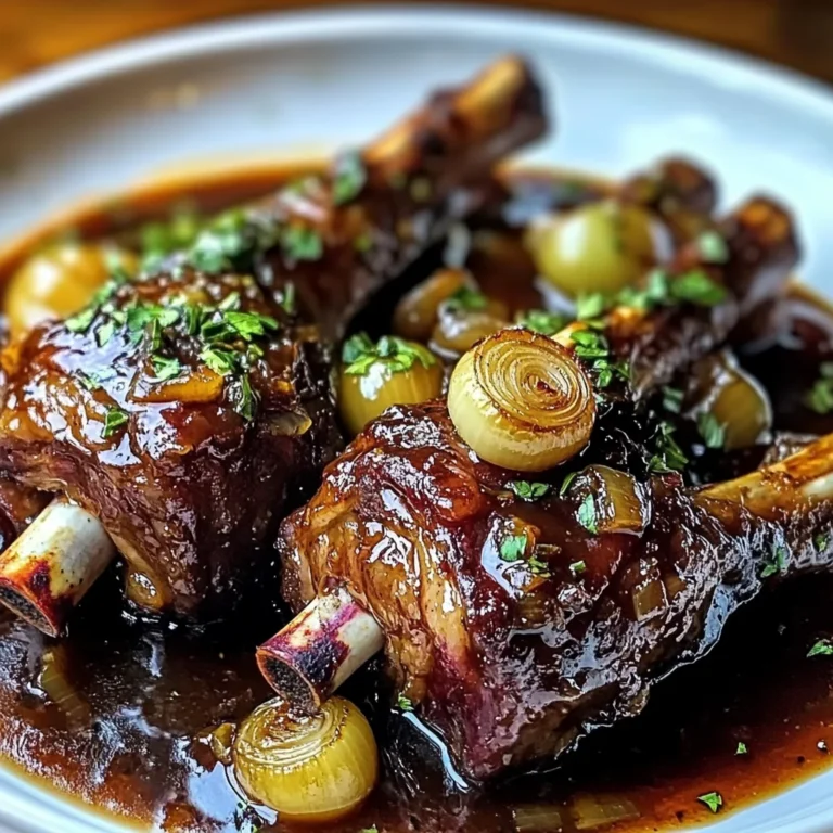 Red Wine Lamb Shanks with Garlic & Onions