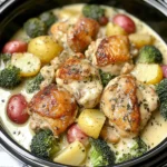 Slow Cooker Creamy Garlic Chicken And Veggies Recipe