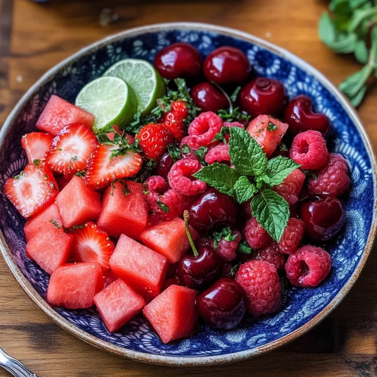 Watermelon Fruit Salad with Lime Mint Dressing