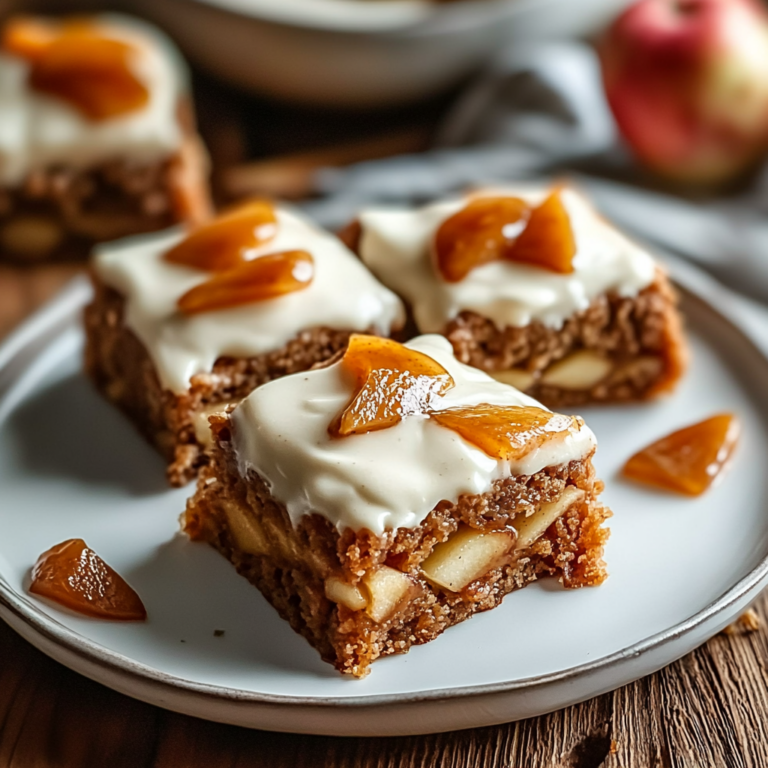 Cinnamon Blondies with Caramelized Apples and Cream Cheese Frosting