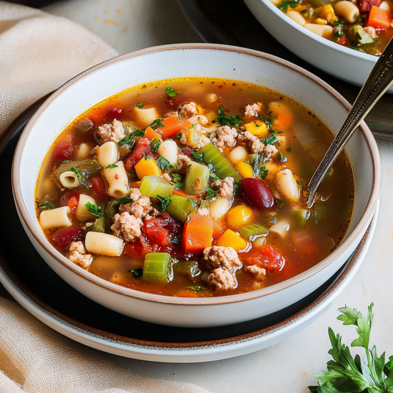 High Protein Minestrone Soup With Italian Sausage