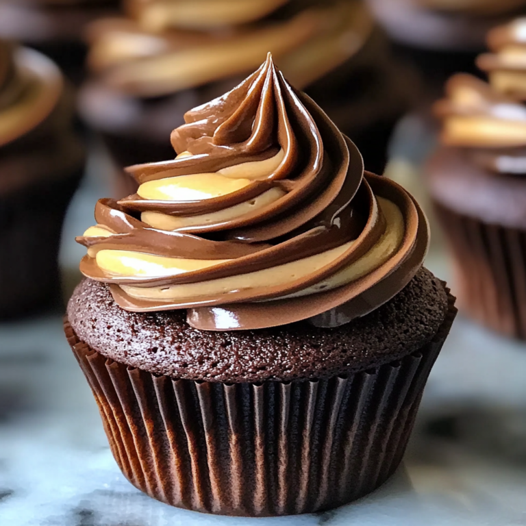 Swirled Chocolate Cupcakes with Creamy Chocolate Filling
