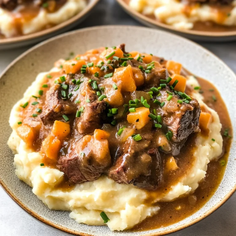 Fall Apple Cider Stew over Mashed Potatoes