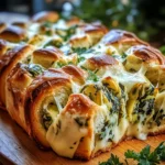 Spinach Artichoke Dip Pull-Apart Christmas Bread
