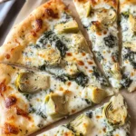 artichoke pizza with spinach parmesan cream sauce