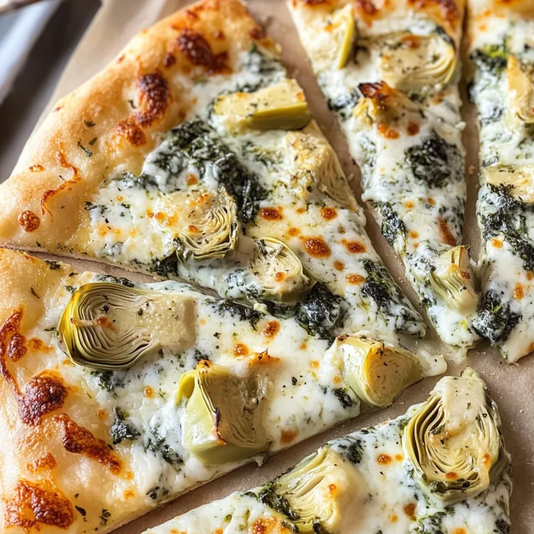 artichoke pizza with spinach parmesan cream sauce