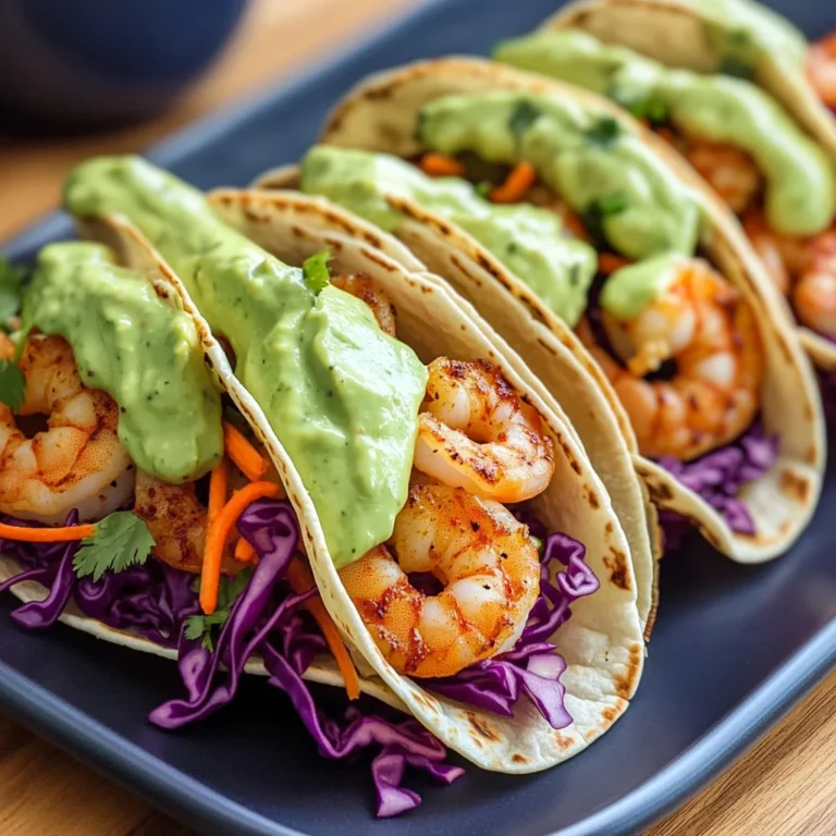 Spicy Shrimp Tacos with Avocado Crema