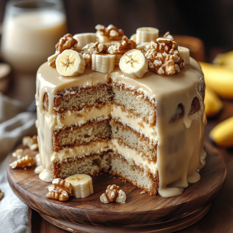 Heavenly Banana Walnut Cream Cake