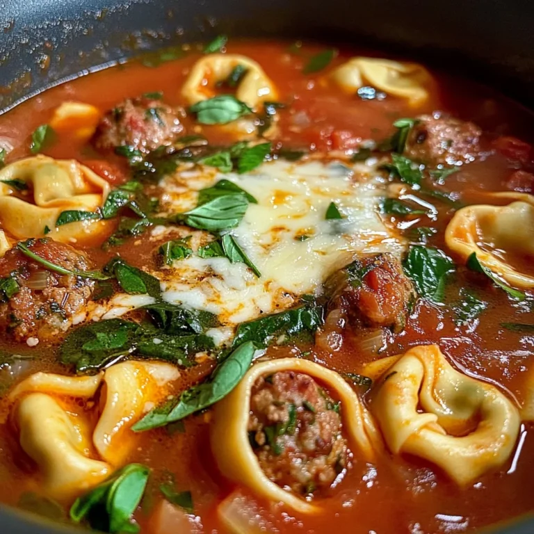 Cheesy Meatball Tortellini Soup