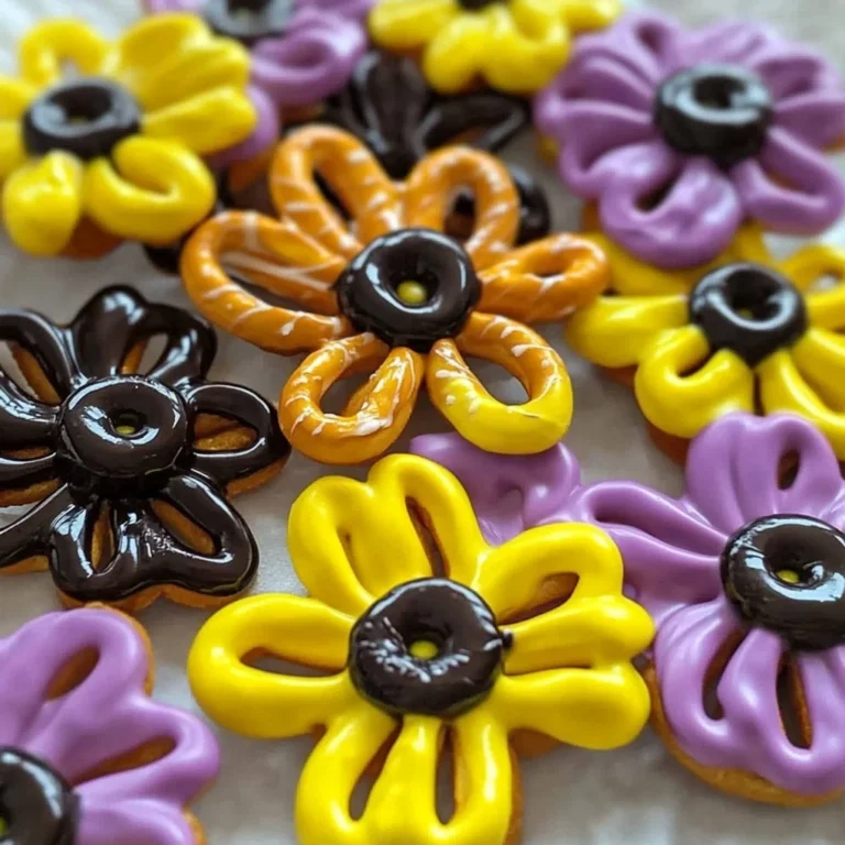 Chocolate Covered Pretzel Flowers