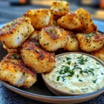 Crispy Garlic Cod Bites with Creamy Lemon Herb Dip