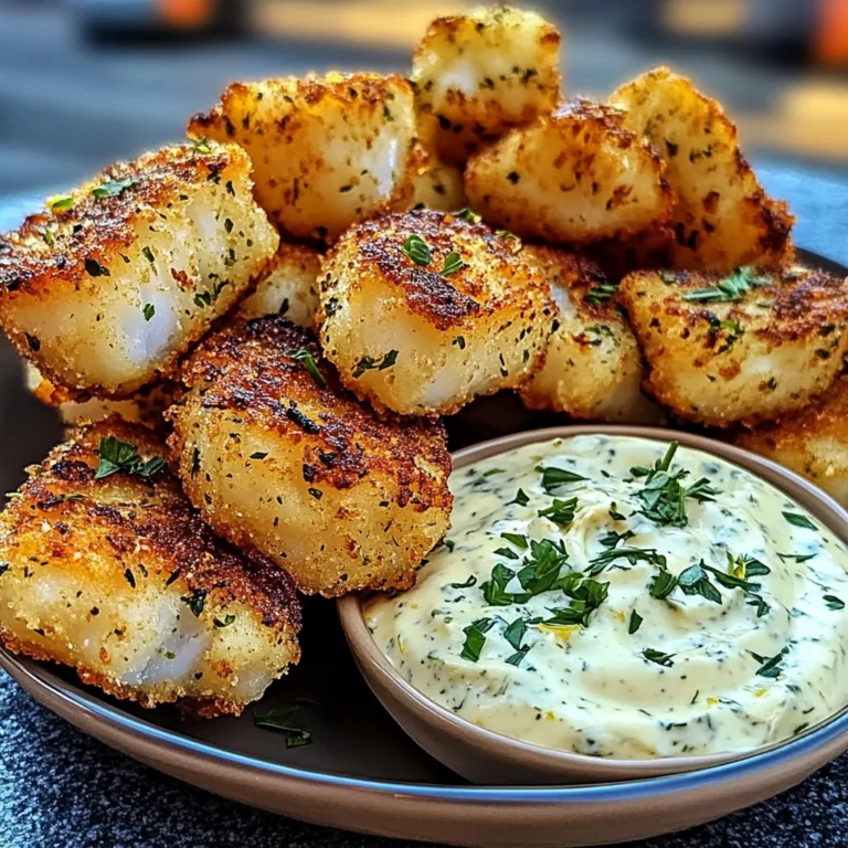 Crispy Garlic Cod Bites with Creamy Lemon Herb Dip
