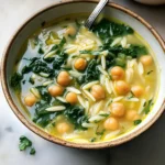 EASY LEMON CHICKPEA ORZO SOUP