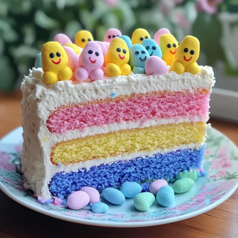 Easter Peep Cake with Multi-Colored Layers
