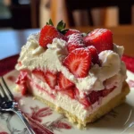 Strawberry Shortcake Cheesecake with White Chocolate Layers